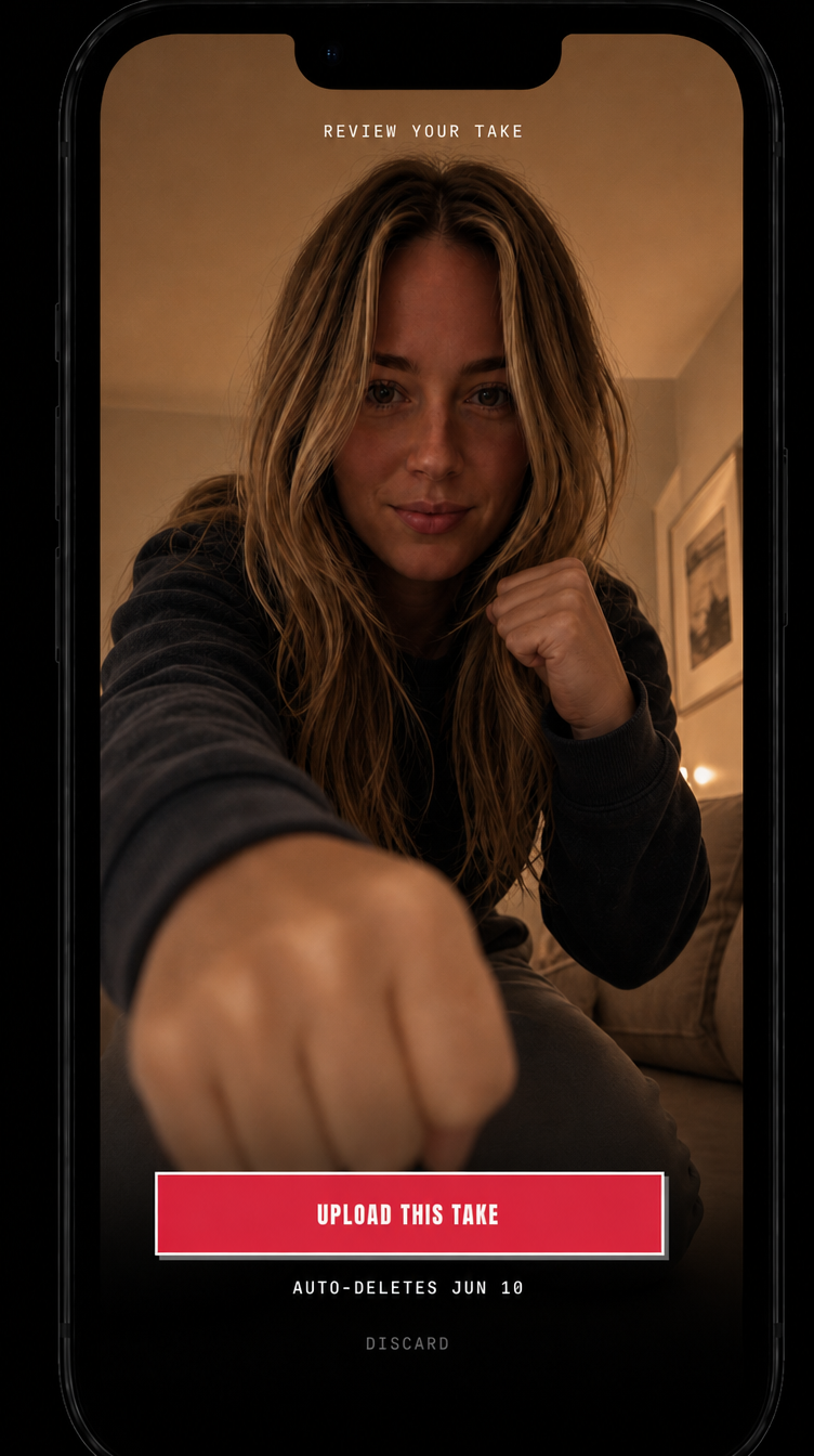 Larry app — record your take and upload